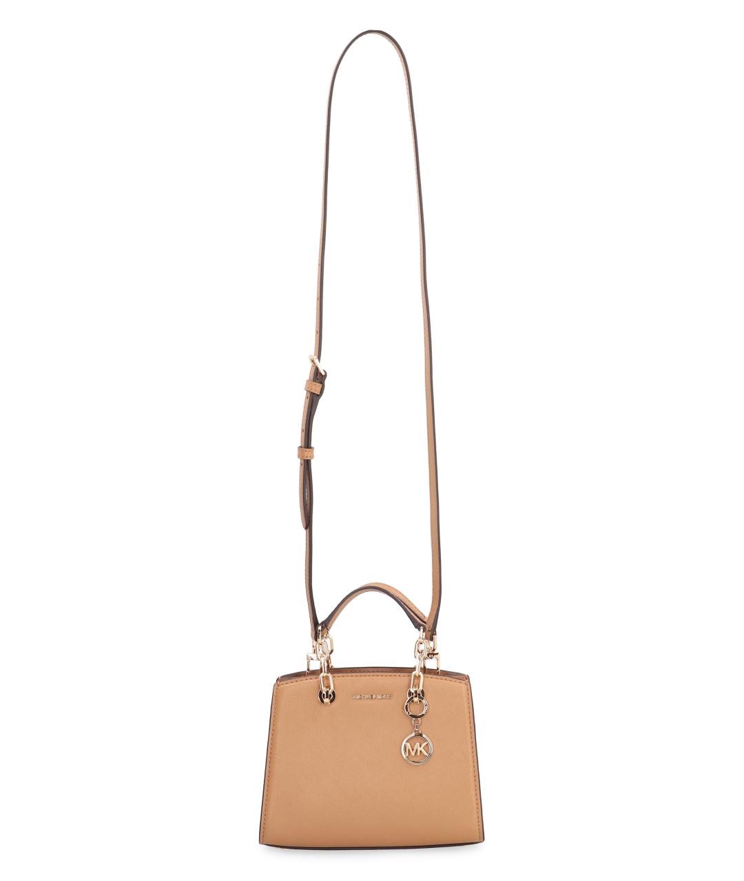 MICHAEL MICHAEL KORS Бежевая кожаная сумка с короткими ручками, фото 4