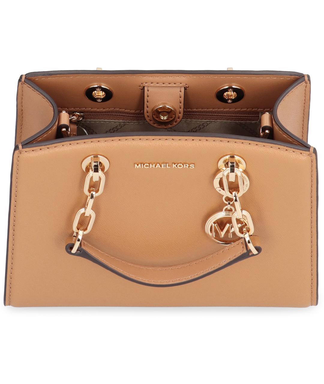 MICHAEL MICHAEL KORS Бежевая кожаная сумка с короткими ручками, фото 5