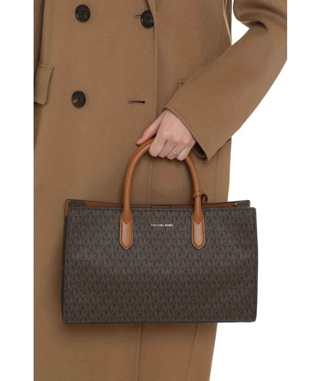 MICHAEL MICHAEL KORS Коричневая канва сумка с короткими ручками, фото 6