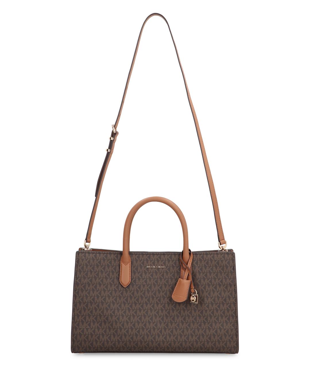 MICHAEL MICHAEL KORS Коричневая канва сумка с короткими ручками, фото 4