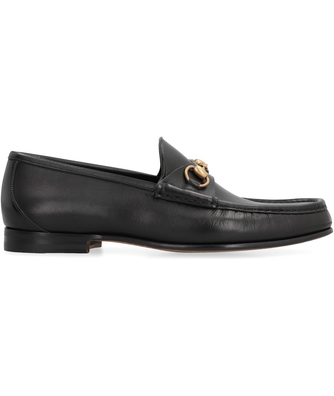 GUCCI Черные кожаные лоферы, фото 1