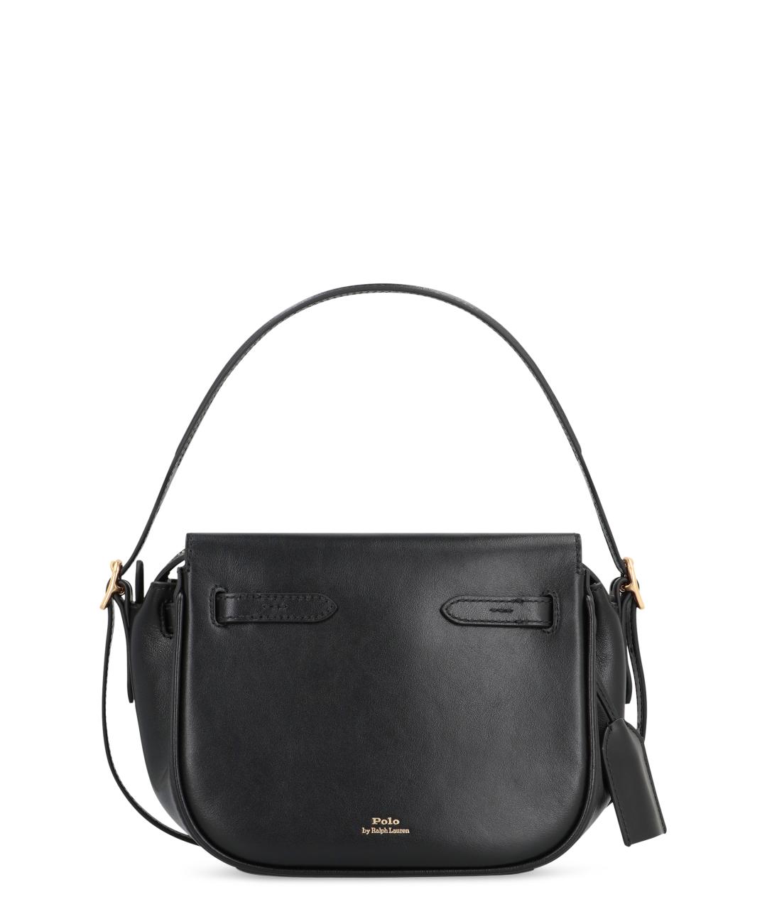 POLO RALPH LAUREN Черная кожаная сумка с короткими ручками, фото 1