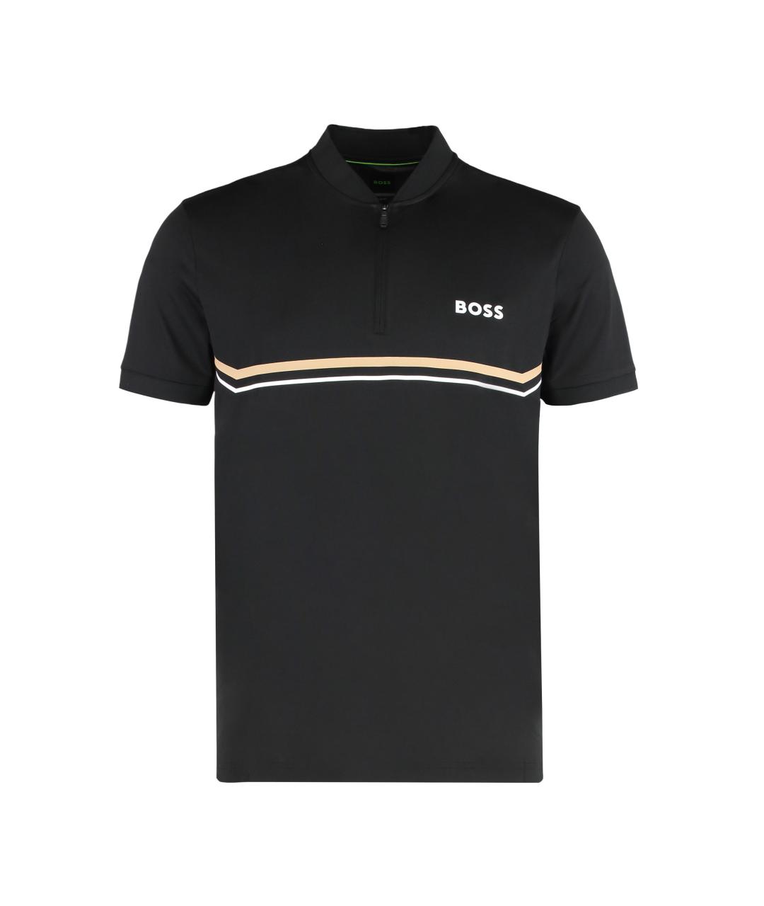 HUGO BOSS Черное синтетическое поло с коротким рукавом, фото 1