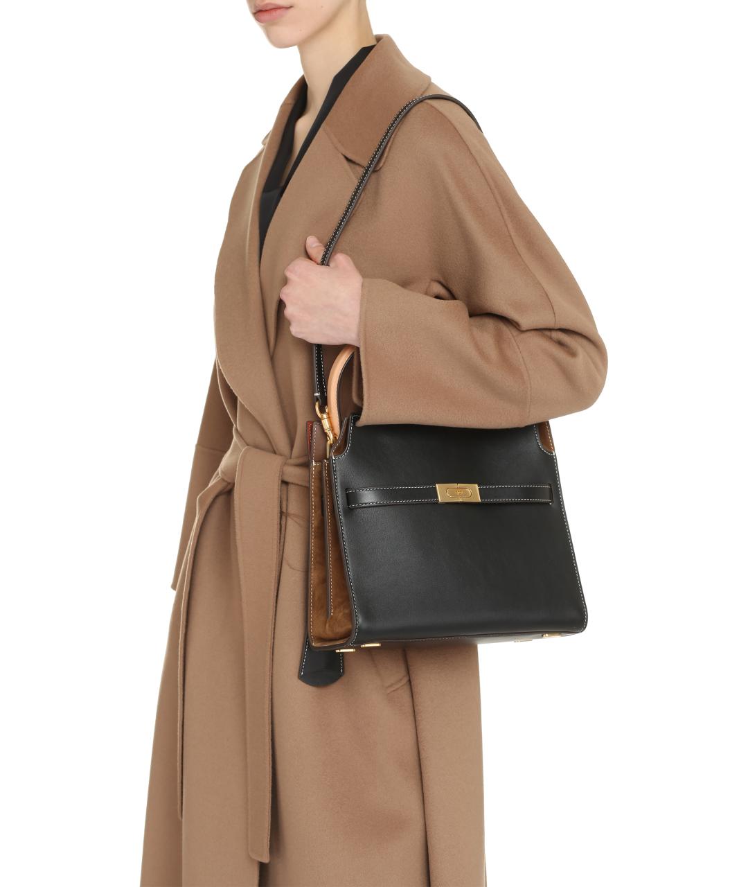 TORY BURCH Черная кожаная сумка с короткими ручками, фото 6