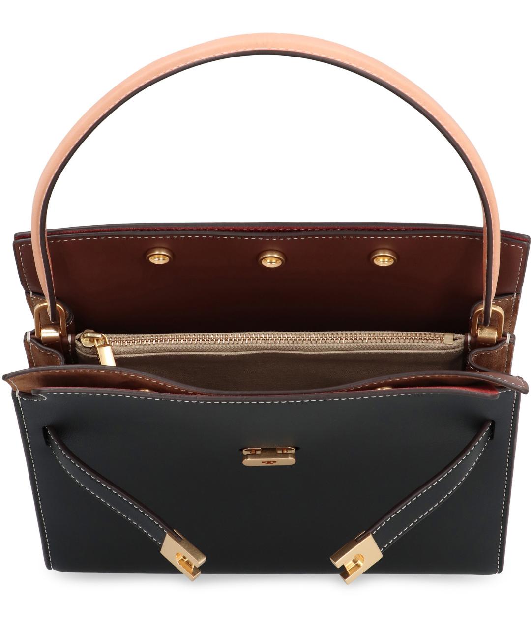 TORY BURCH Черная кожаная сумка с короткими ручками, фото 5