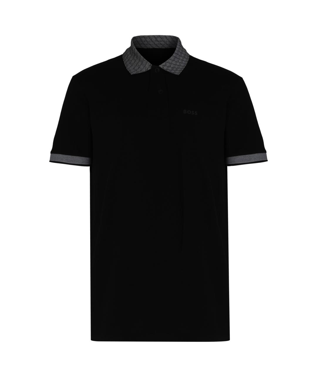 HUGO BOSS Черное хлопковое поло с коротким рукавом, фото 1
