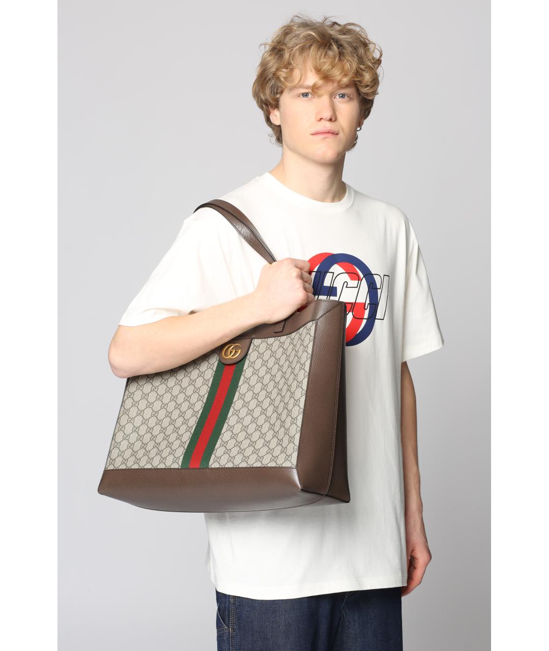 GUCCI Бежевая канва сумка тоут, фото 6
