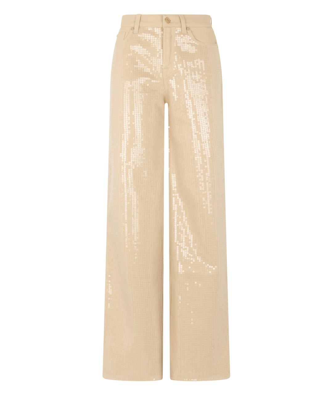 7 FOR ALL MANKIND Бежевые хлопковые брюки широкие, фото 1