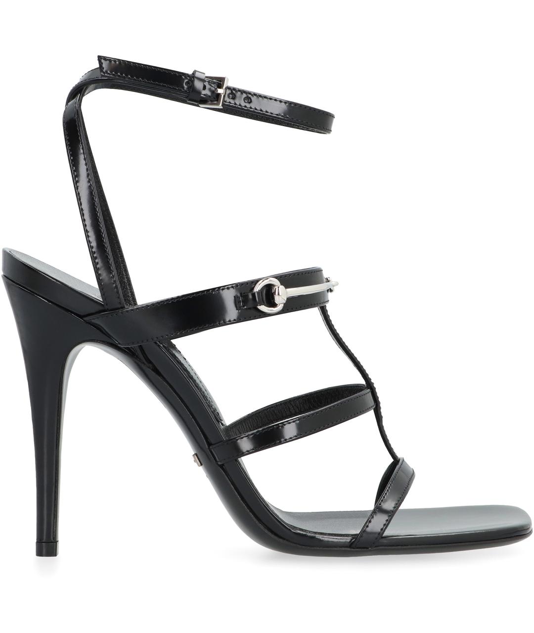 GUCCI Черные кожаные босоножки, фото 1