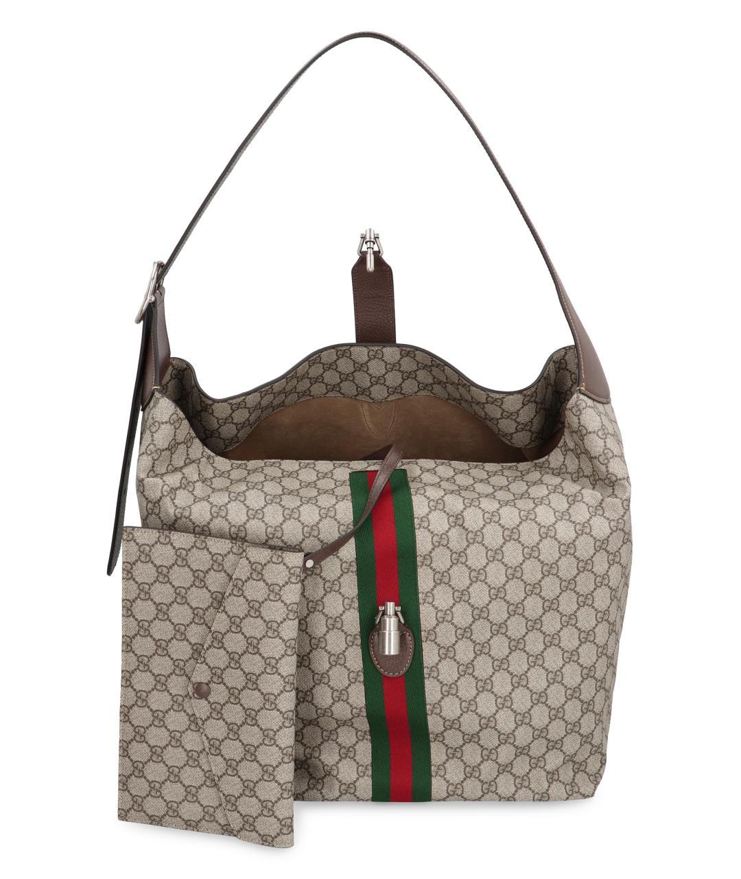 GUCCI Бежевая сумка на плечо из канвы, фото 5