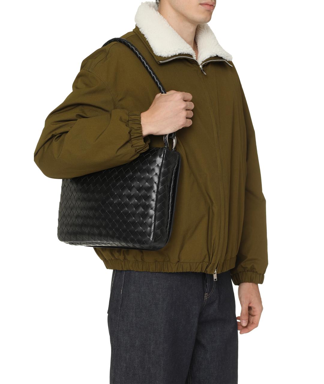 BOTTEGA VENETA Черная кожаная сумка на плечо, фото 7