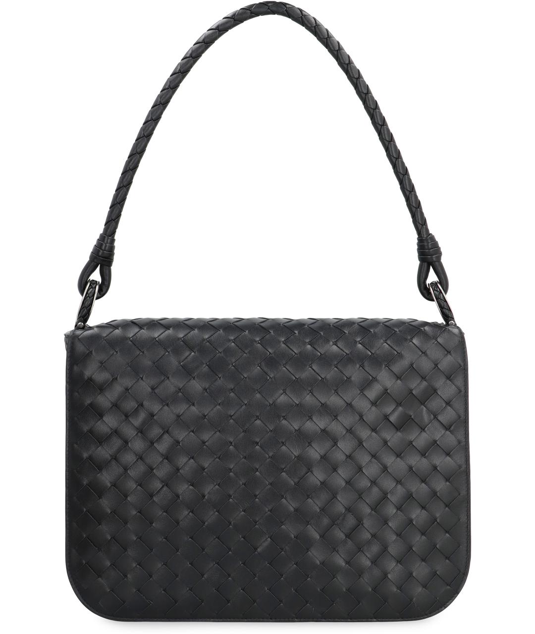 BOTTEGA VENETA Черная кожаная сумка на плечо, фото 2