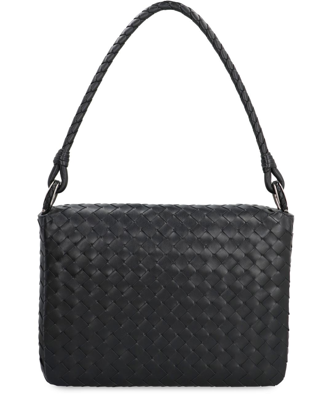 BOTTEGA VENETA Черная кожаная сумка на плечо, фото 4