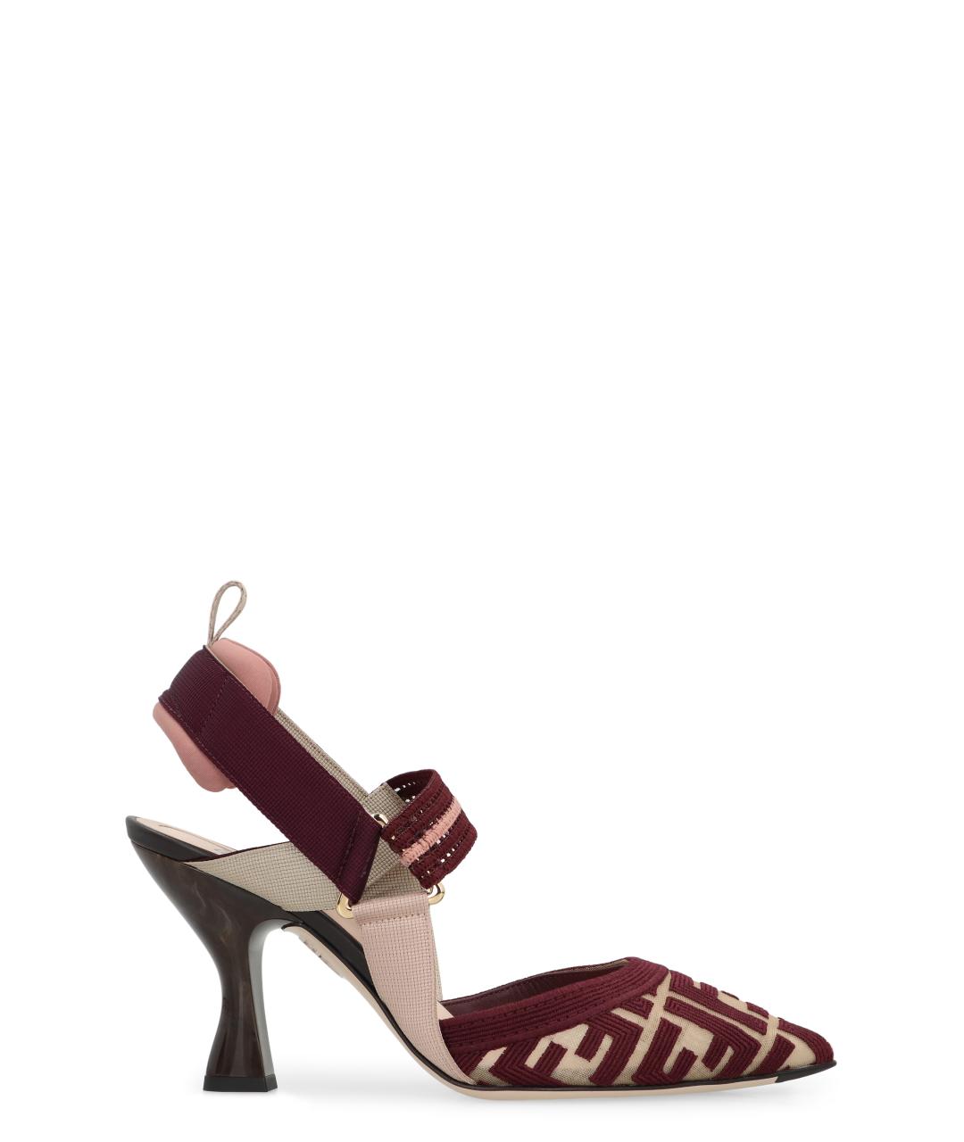 FENDI Бордовые текстильные туфли, фото 1