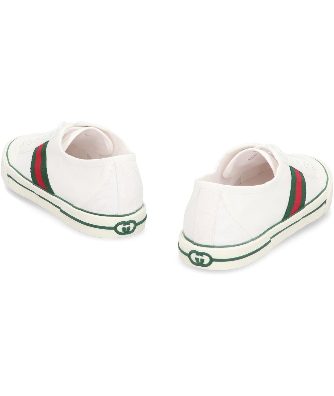 GUCCI Белые текстильные низкие кроссовки / кеды, фото 3