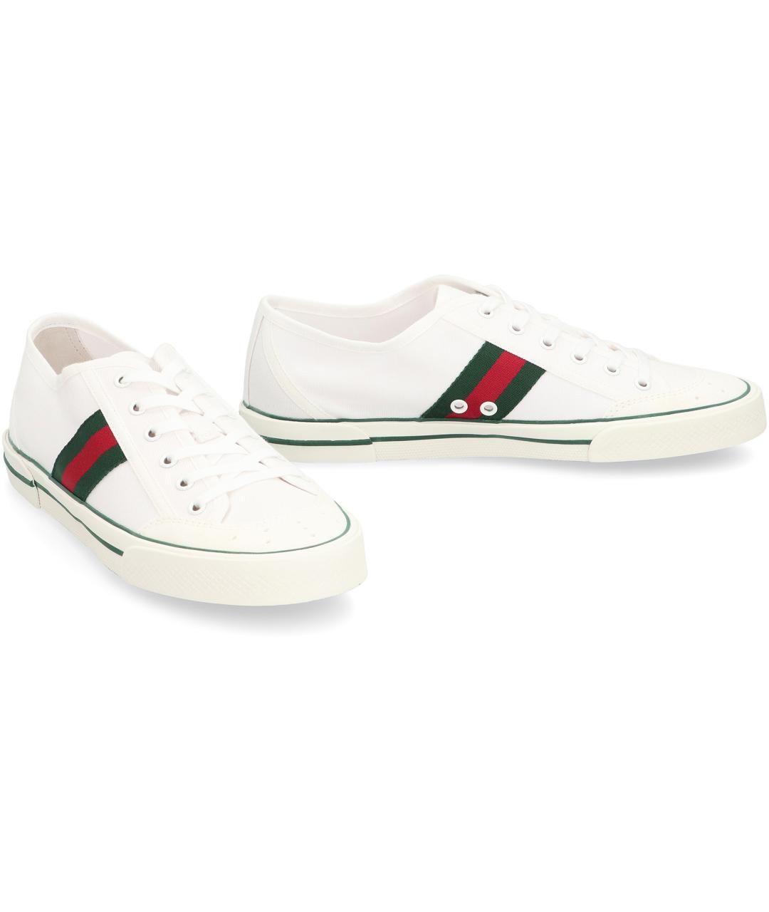 GUCCI Белые текстильные низкие кроссовки / кеды, фото 2