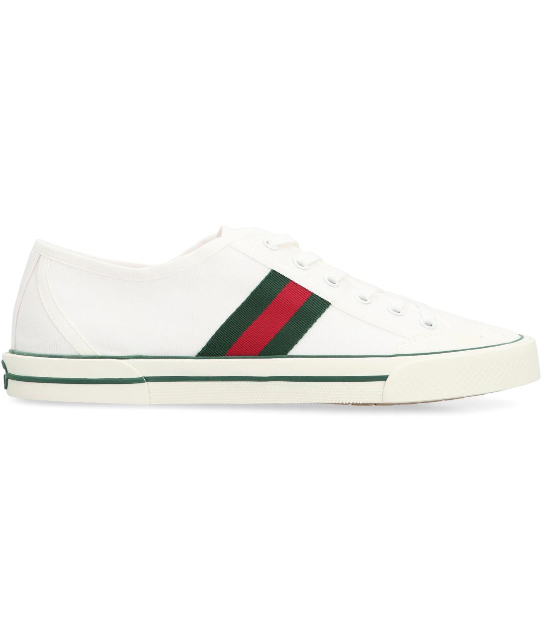 GUCCI Белые текстильные низкие кроссовки / кеды, фото 1