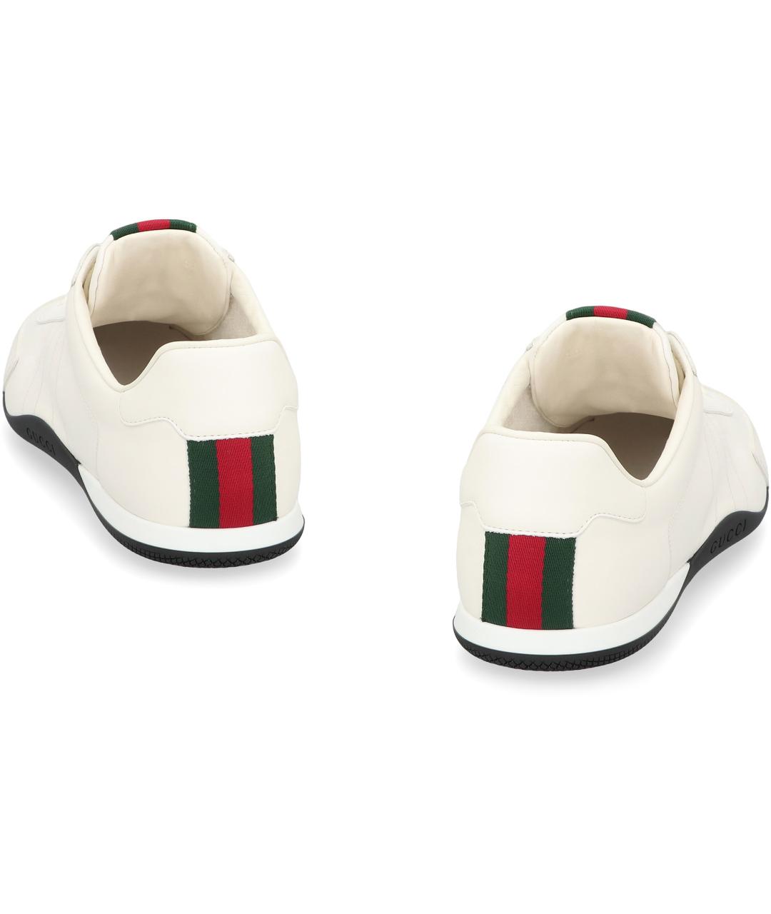 GUCCI Белые кожаные низкие кроссовки / кеды, фото 3
