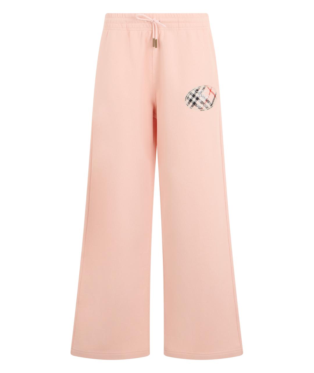 BURBERRY Розовые хлопковые спортивные брюки и шорты, фото 1