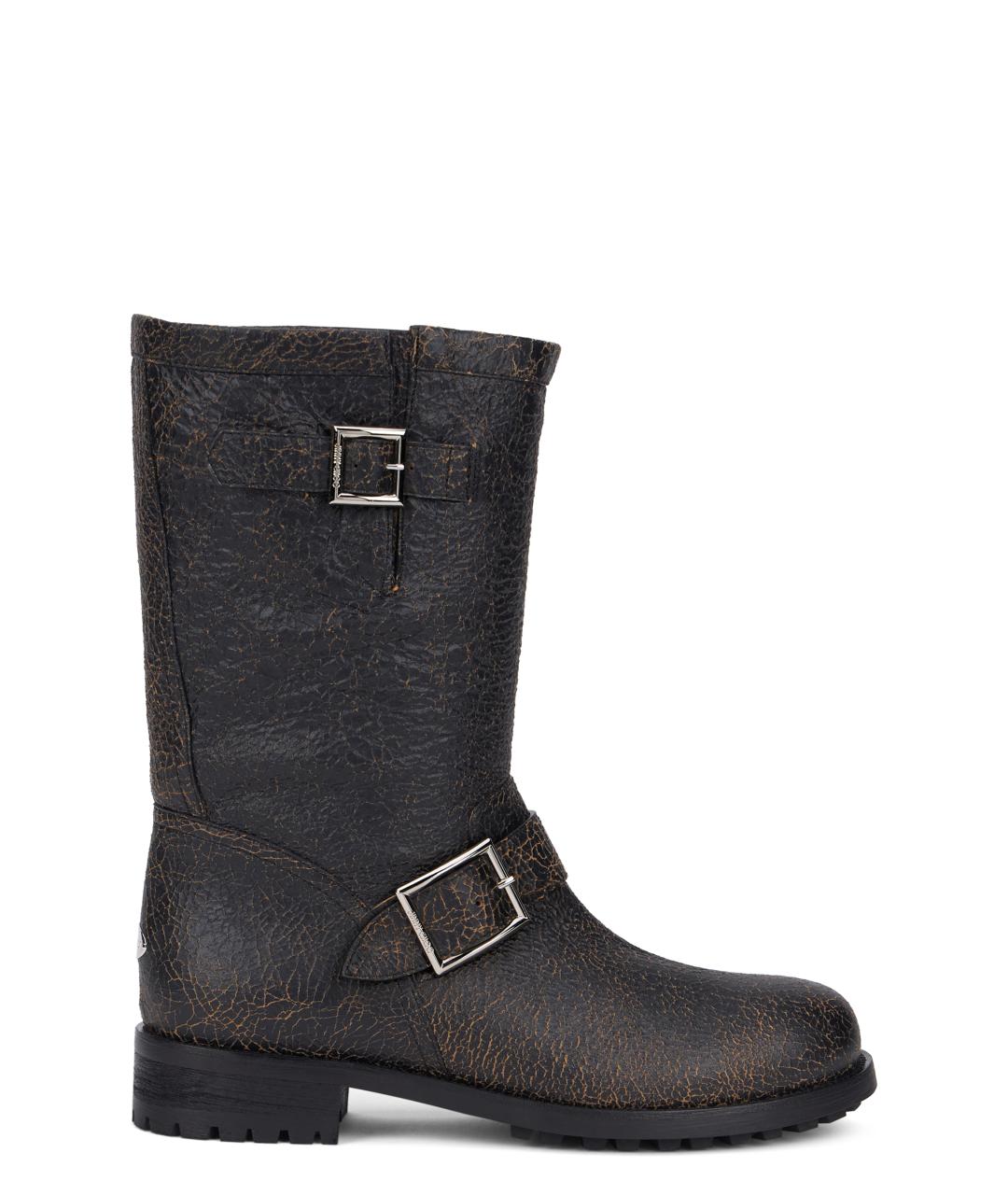 JIMMY CHOO Черные кожаные сапоги, фото 1