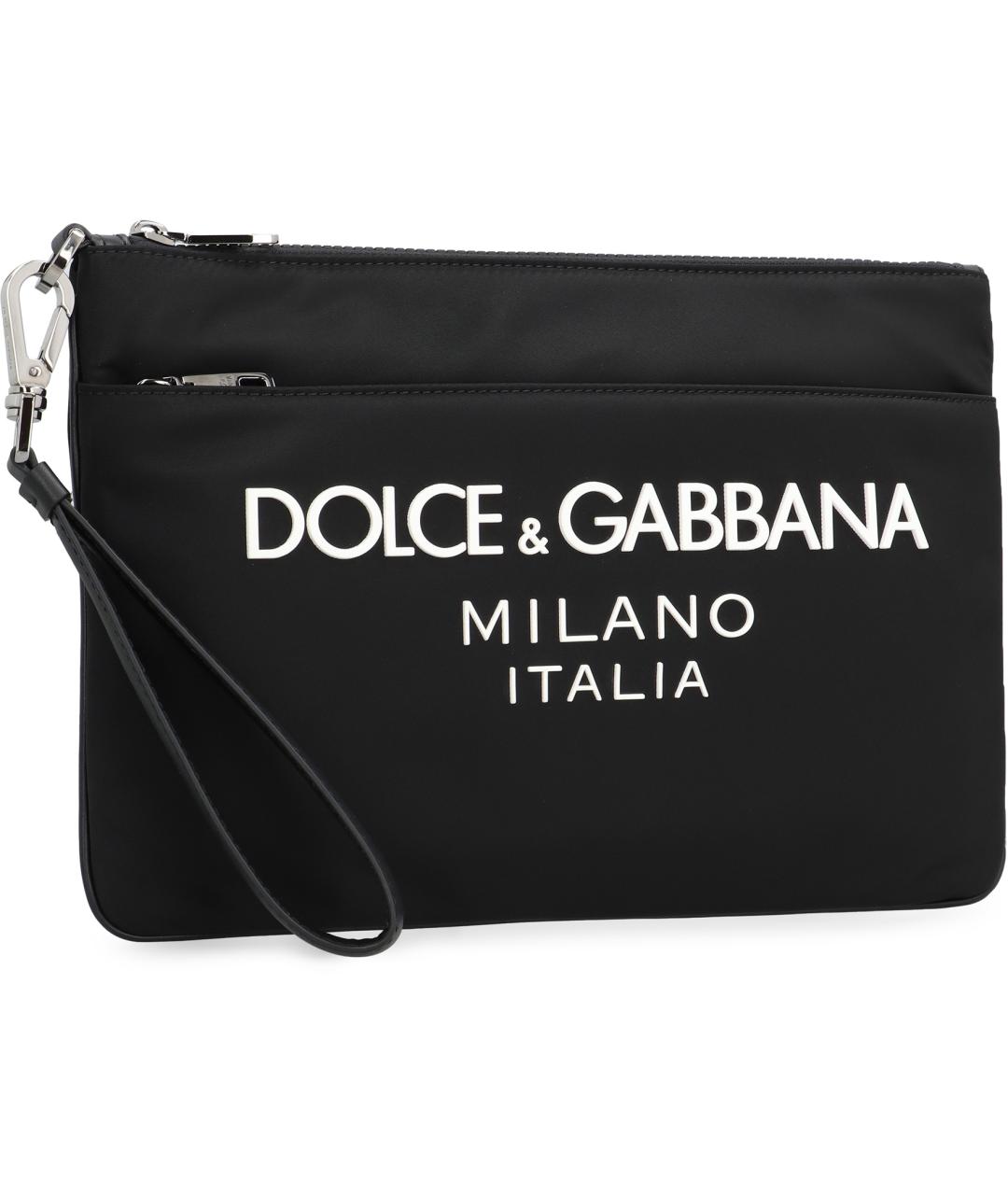 DOLCE&GABBANA Черная синтетическая барсетка, фото 2