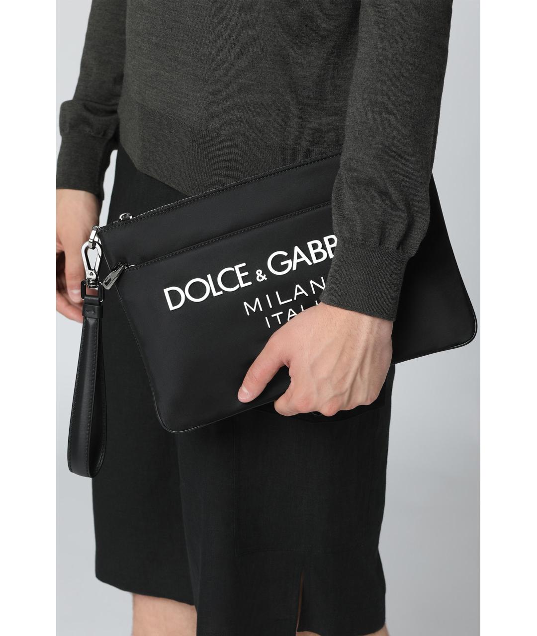 DOLCE&GABBANA Черная синтетическая барсетка, фото 5