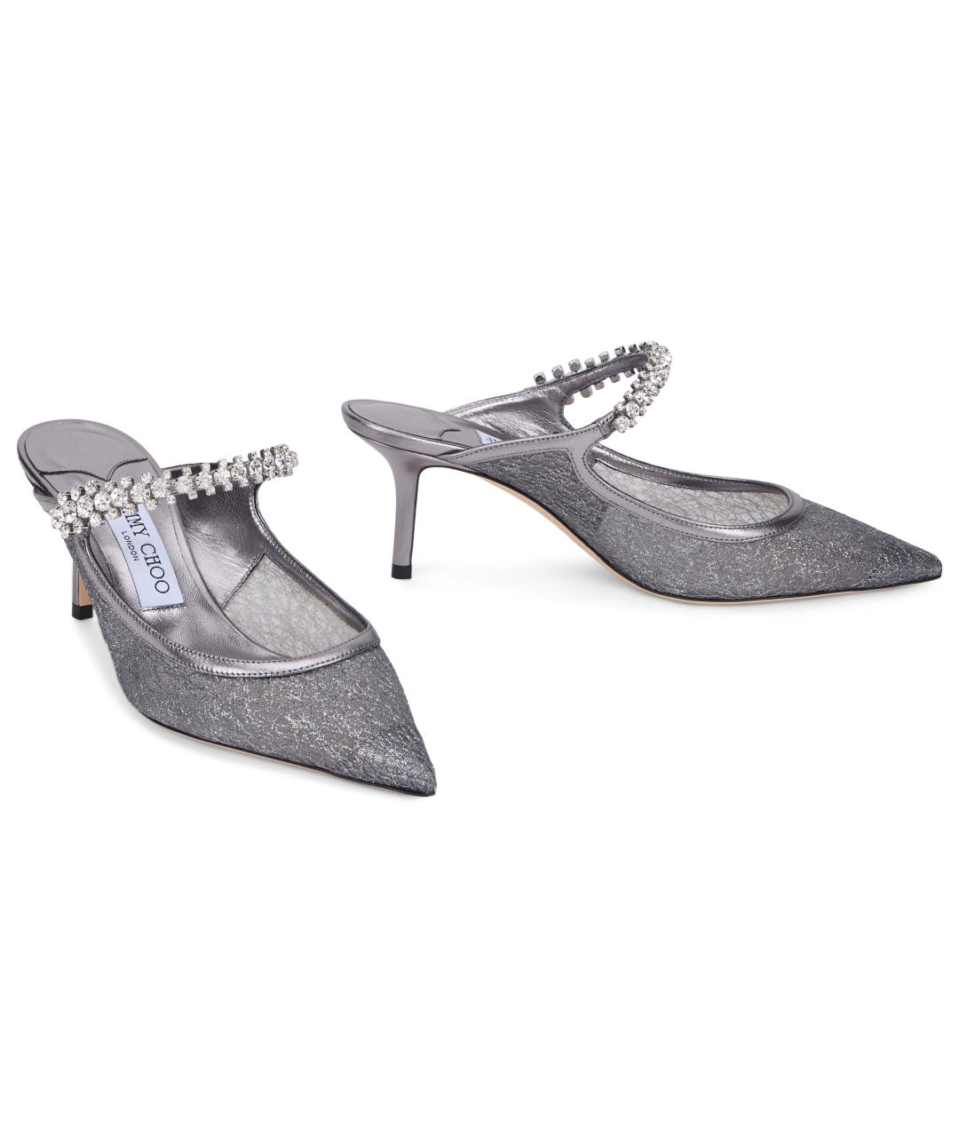 JIMMY CHOO Серебряные мюли, фото 3