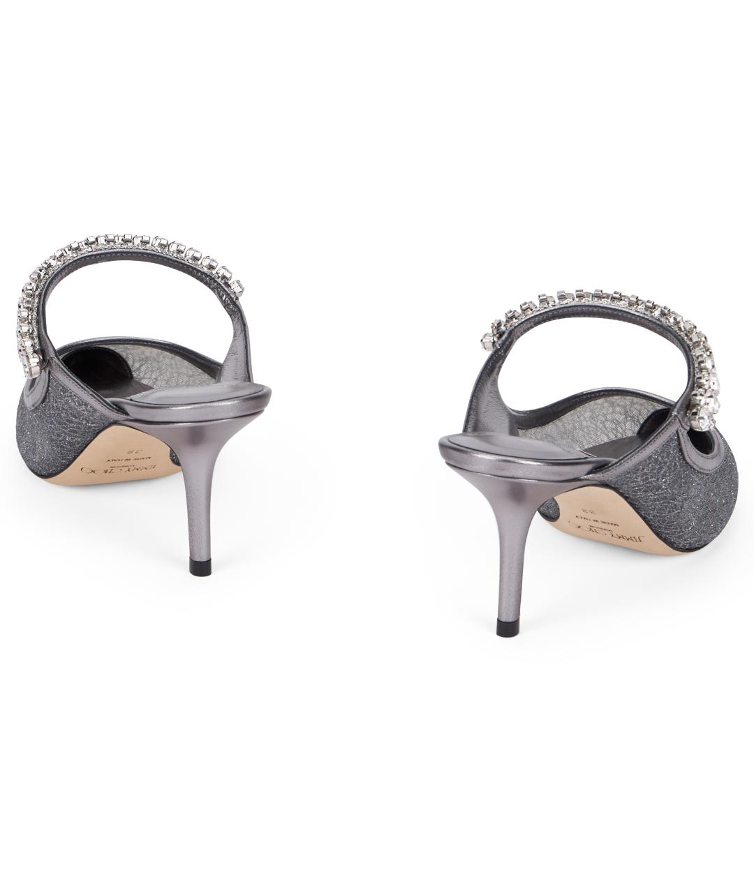 JIMMY CHOO Серебряные мюли, фото 4