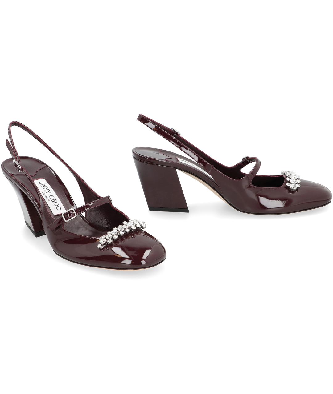 JIMMY CHOO Бордовые кожаные туфли, фото 2