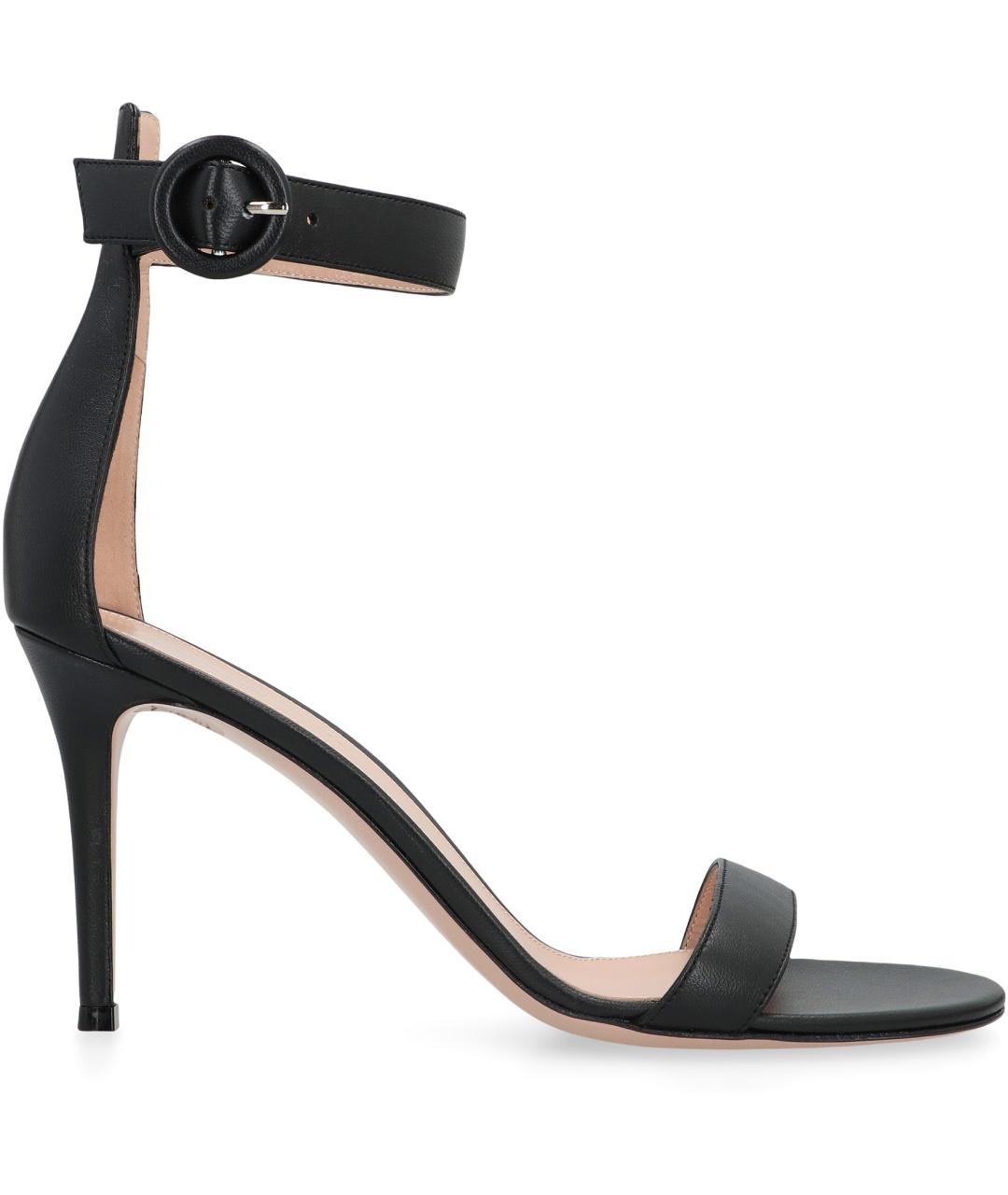 GIANVITO ROSSI Черные кожаные босоножки, фото 1