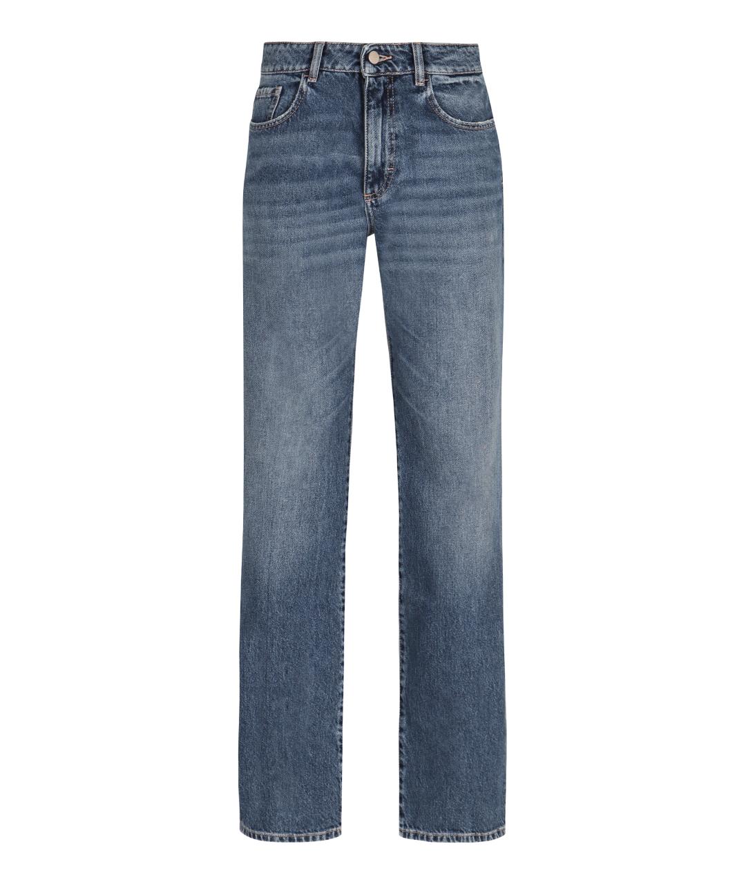 ICON DENIM Синие хлопковые прямые джинсы, фото 1