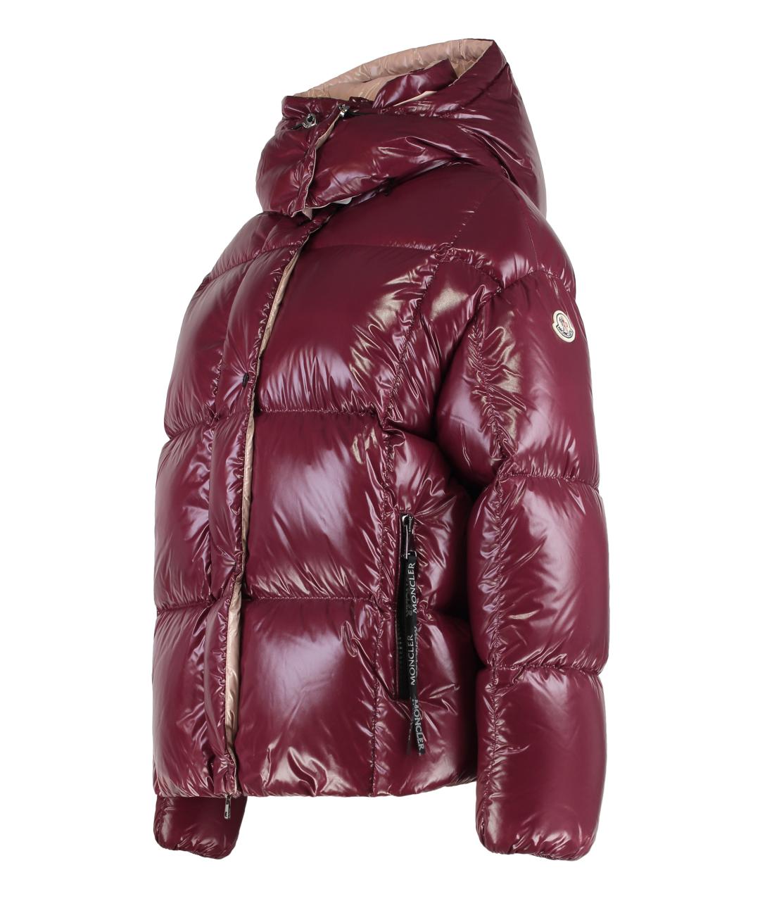 MONCLER Бордовый полиамидовый пуховик, фото 3
