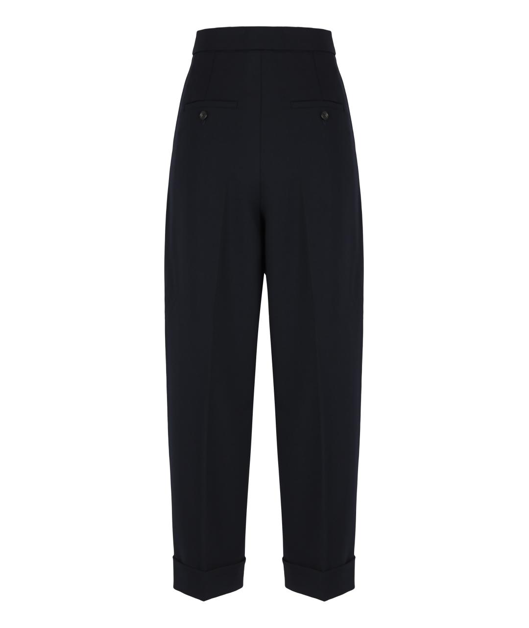 MAX MARA Синие шерстяные прямые брюки, фото 2
