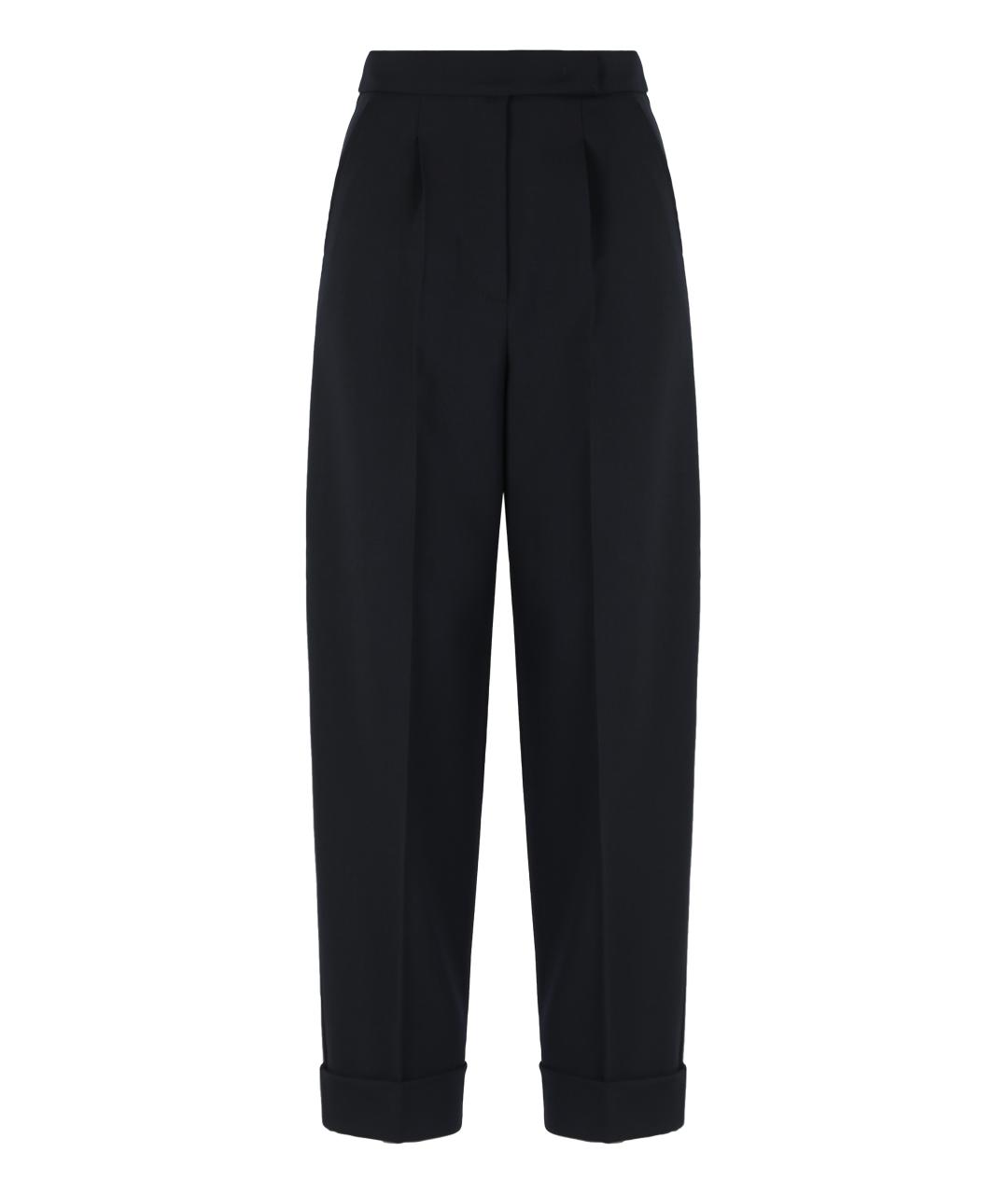 MAX MARA Синие шерстяные прямые брюки, фото 1