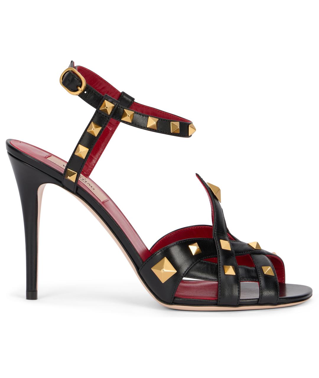 VALENTINO Черные кожаные босоножки, фото 1