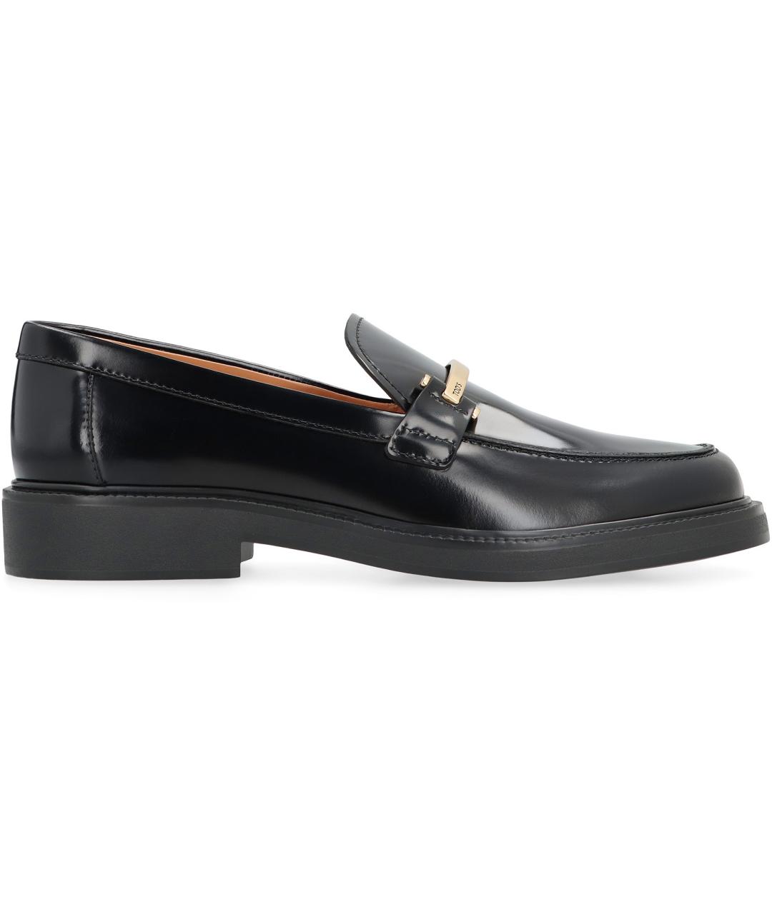 TOD'S Черные кожаные лоферы, фото 1