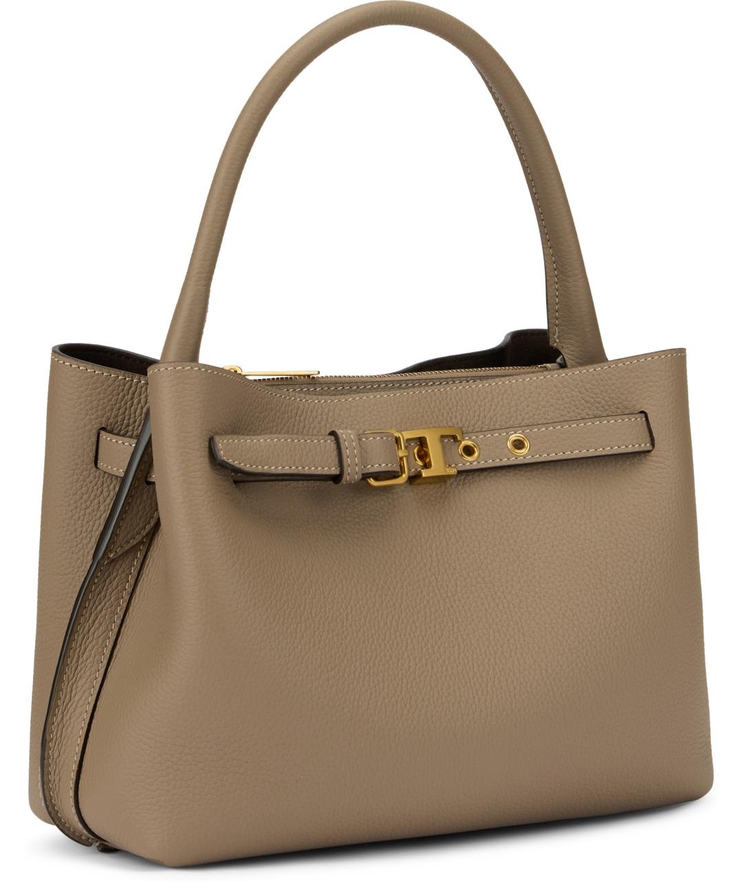 TOD'S Бежевая кожаная сумка тоут, фото 3
