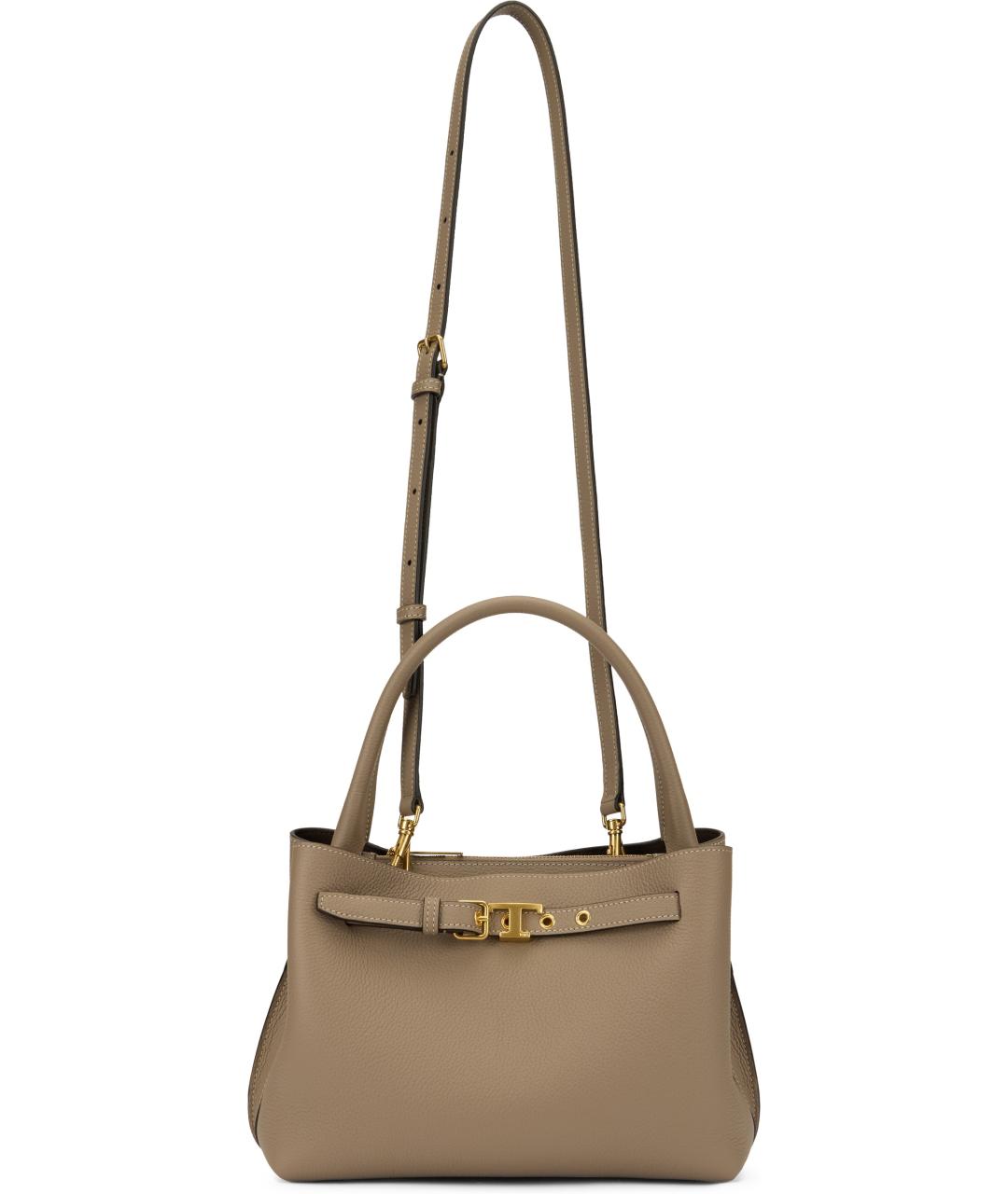 TOD'S Бежевая кожаная сумка тоут, фото 5