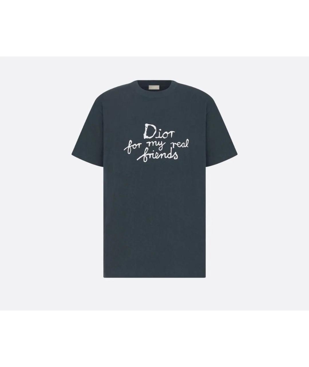 CHRISTIAN DIOR Антрацитовая хлопко-шерстяная футболка, фото 3