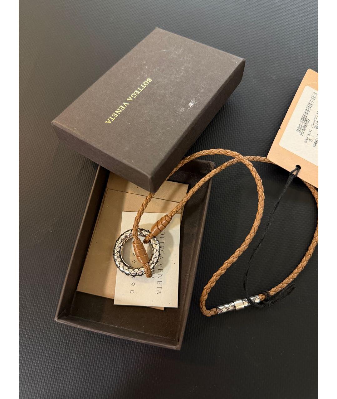 BOTTEGA VENETA Коричневое кожаное колье, фото 7