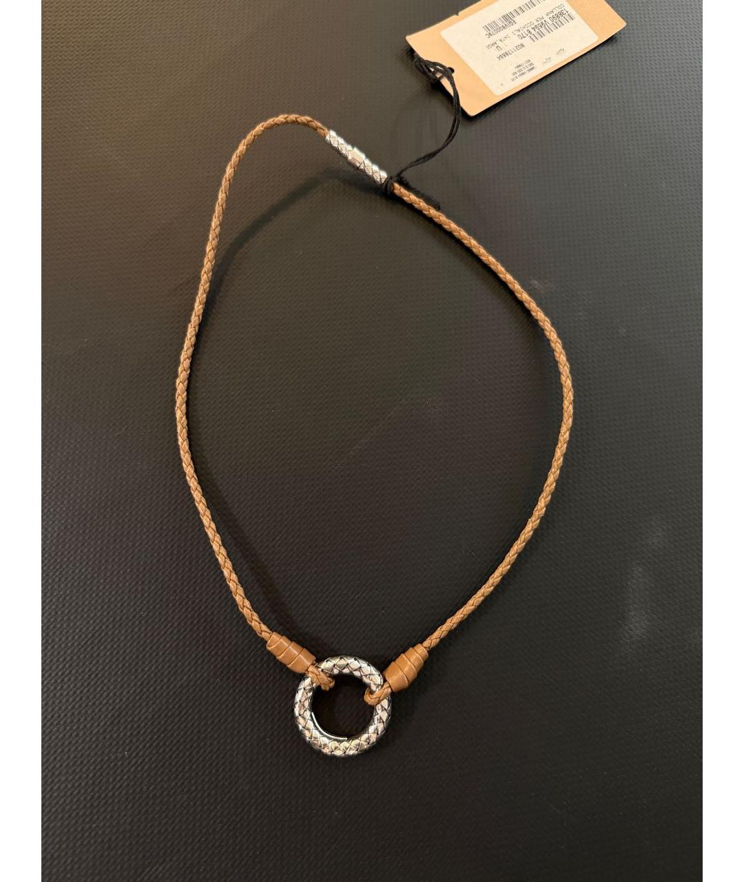 BOTTEGA VENETA Коричневое кожаное колье, фото 3
