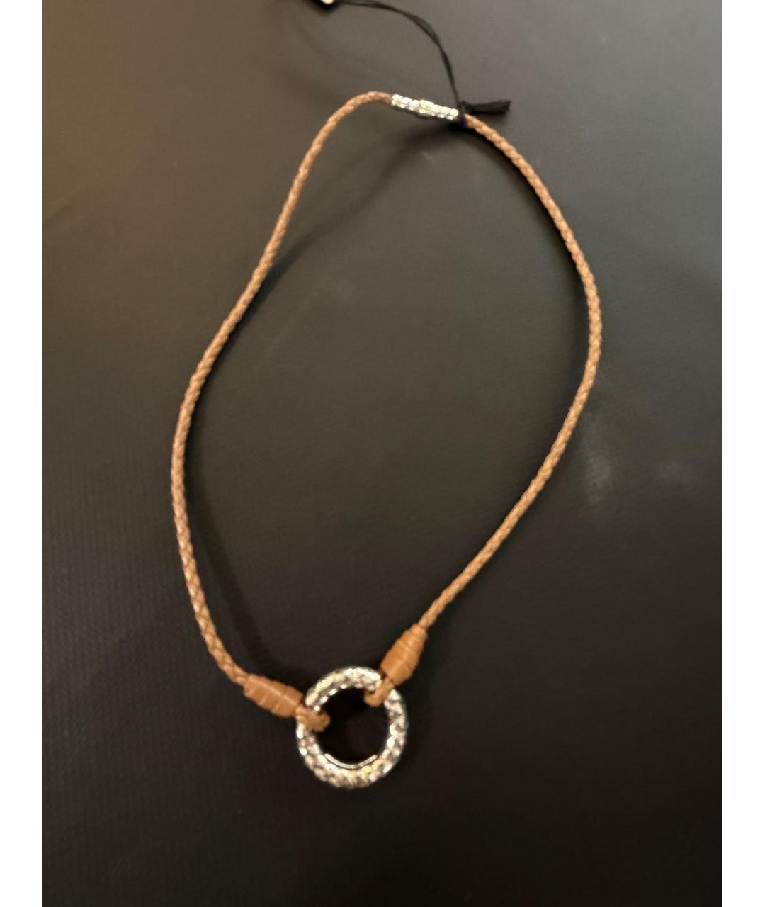 BOTTEGA VENETA Коричневое кожаное колье, фото 2