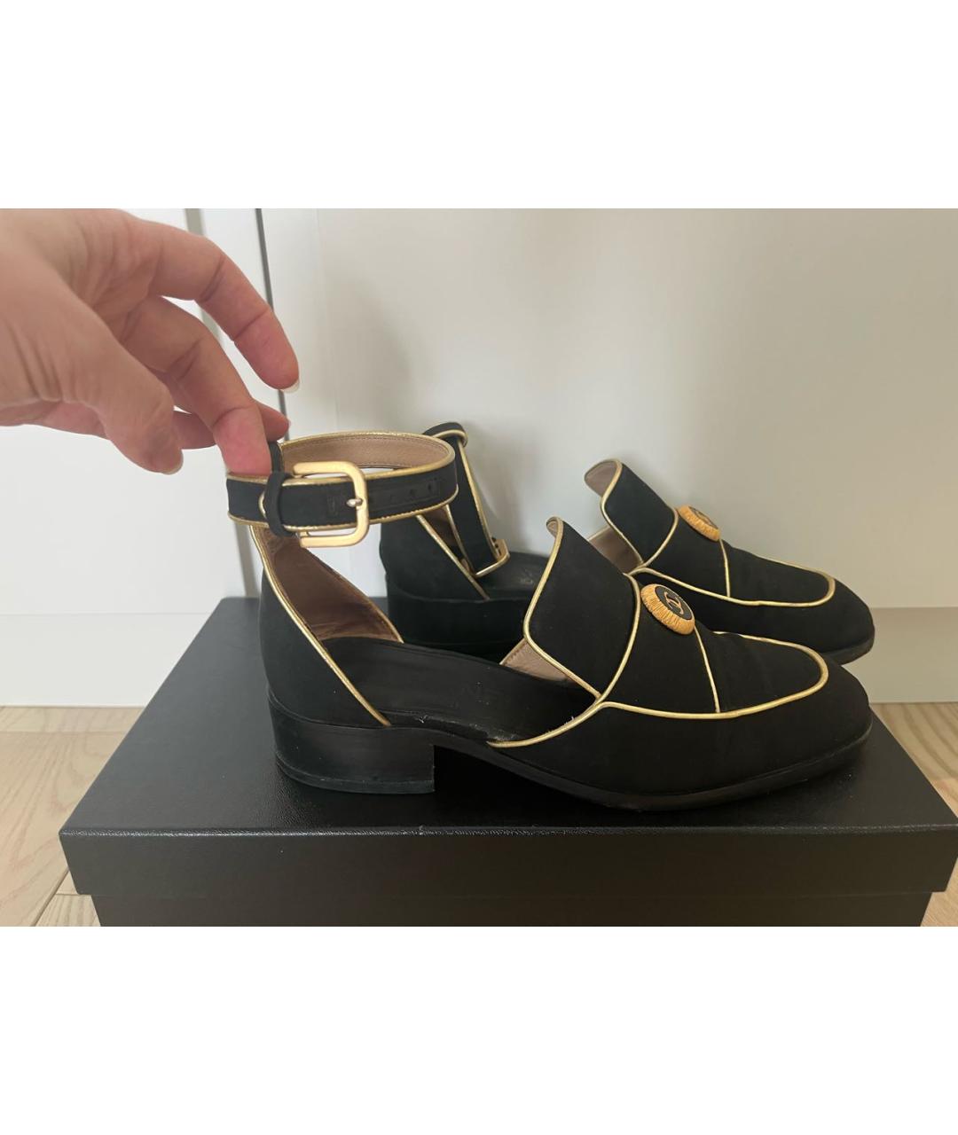 CHANEL Черные текстильные туфли, фото 3
