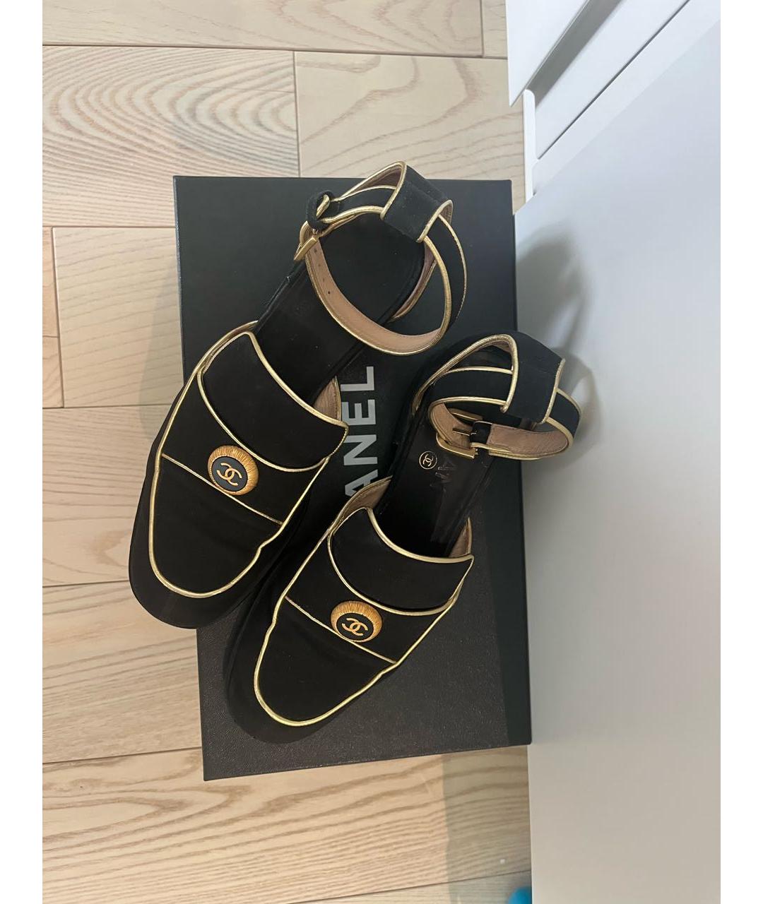 CHANEL Черные текстильные туфли, фото 2