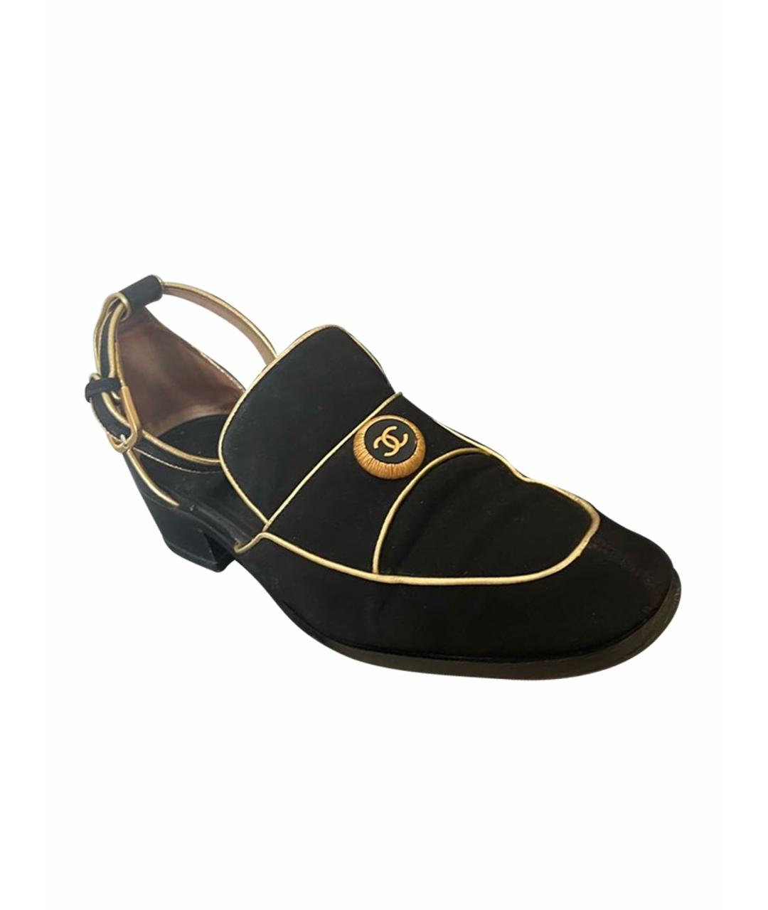 CHANEL Черные текстильные туфли, фото 1