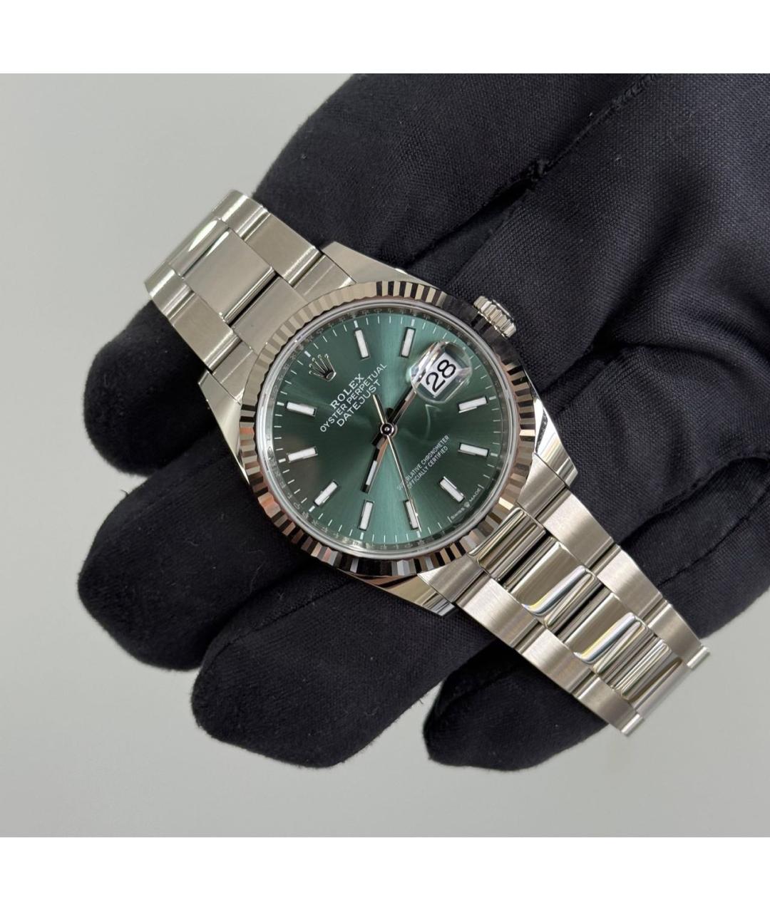 ROLEX Зеленые часы из белого золота, фото 2