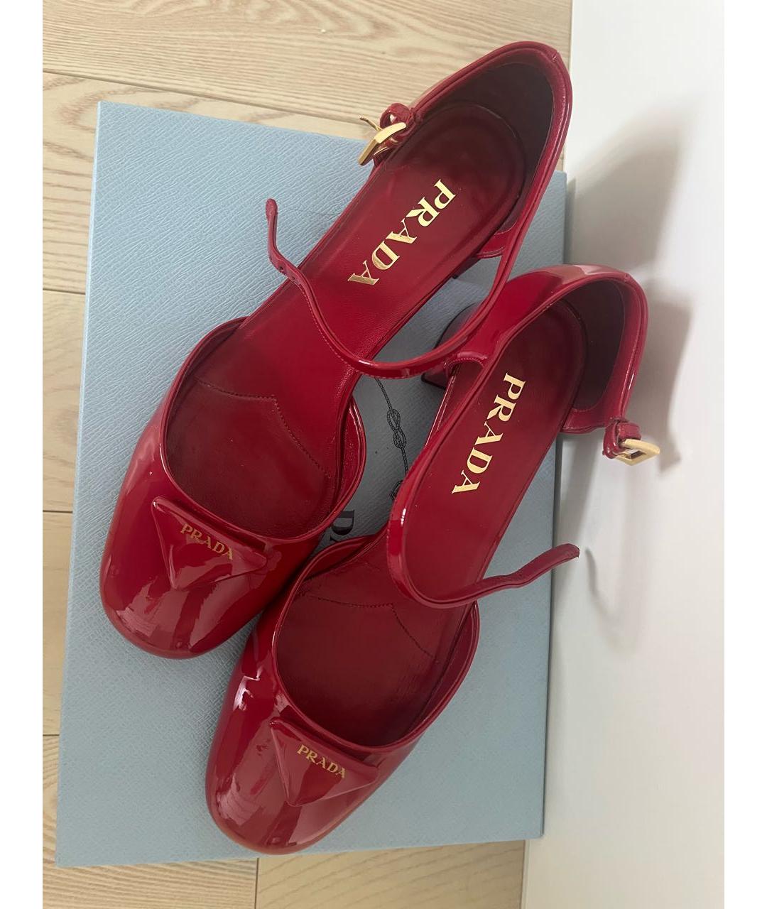 PRADA Бордовые туфли из лакированной кожи, фото 3