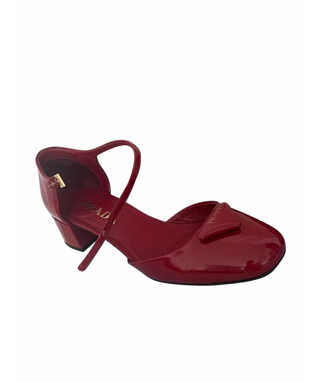 PRADA Бордовые туфли из лакированной кожи, фото 5