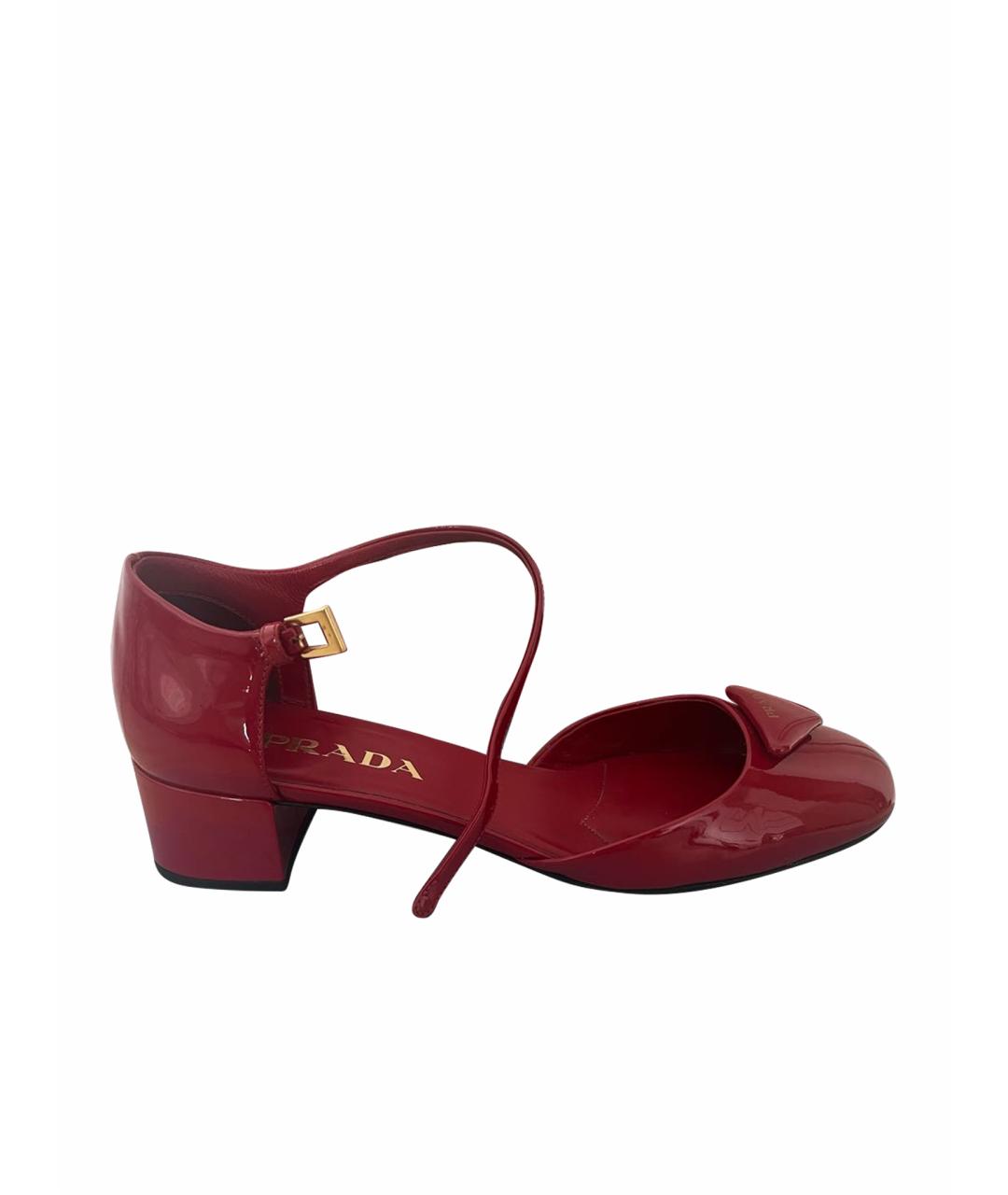 PRADA Бордовые туфли из лакированной кожи, фото 1