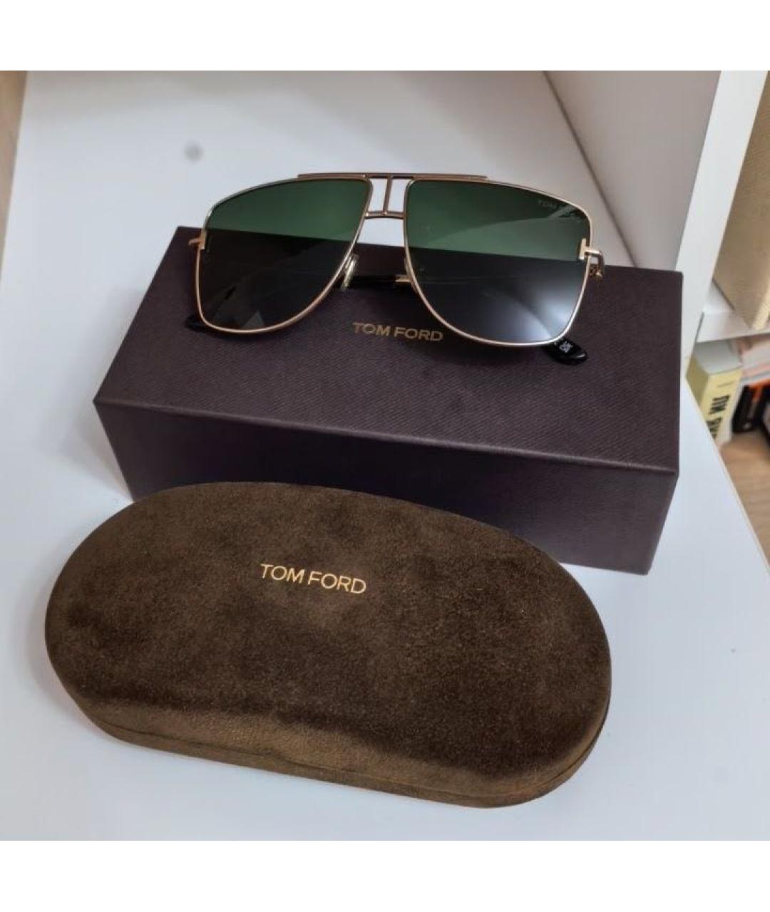 TOM FORD Золотые металлические солнцезащитные очки, фото 2